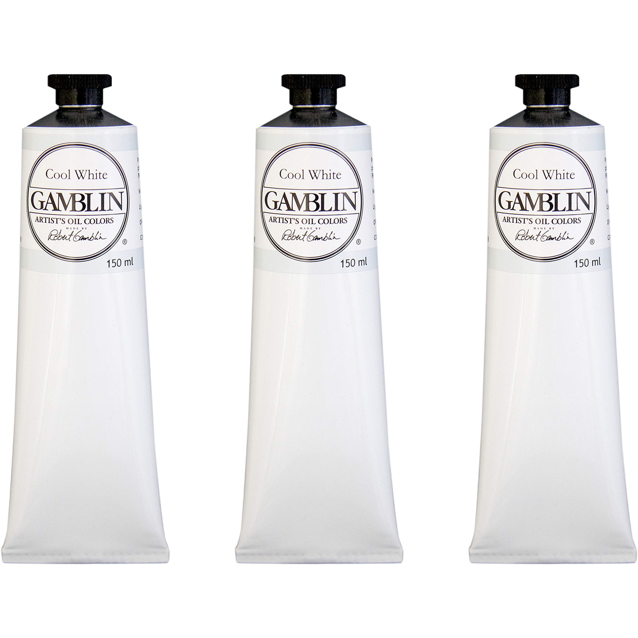 Gamblin Professional Artist Oil Paint Set - Cool White - 150ml Tubes (3 Pack) | High-Quality Oil Paints for Canvas Painting, Portrait Art & Fine Art Studios