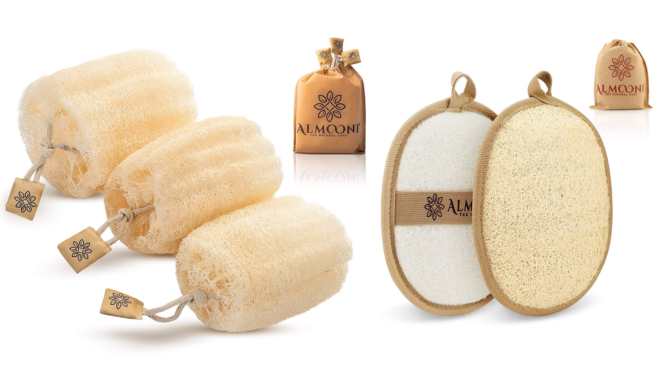 Premium Natural Egyptian Loofah Sponge & Pad Bundle - Exfoliating Body Scrub for Smooth Skin | Eco-Friendly Bath & Shower Accessories for Spa-Like Experience at Home