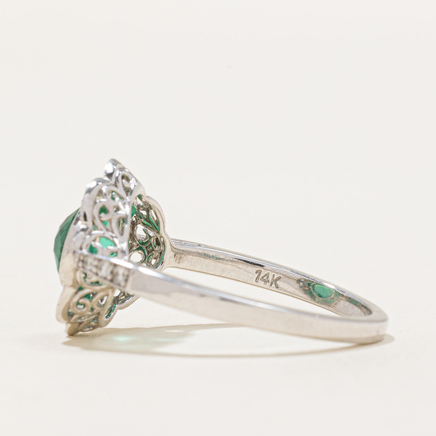 GIA Certified 1.21ctw Emerald and Diamond Halo Engagement Ring | 0.20ctw Diamond Accents | Size 6.75 | Perfect for Wedding, Proposal & Anniversary Gifts