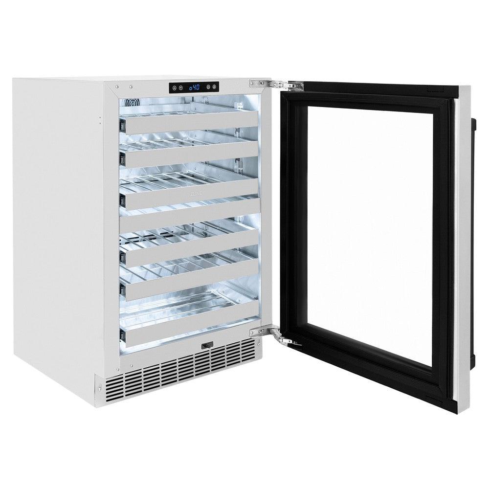 ZLINE Autograph Edition 24 Inch Touchstone Dual Zone 44 Bottle Wine Cooler with Stainless Steel Glass Door & Matte Black Handle - Perfect for Home Bars, Wine Cellars, and Entertaining Spaces (RWDOZ GS 24 MB)