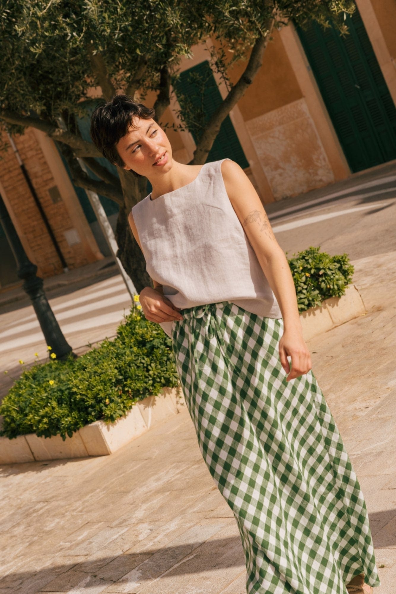 Ciara Women's Linen Slip Skirt - Breathable Summer Midi Skirt with Elastic Waist | Available in Multiple Colors | Perfect for Beach, Vacation & Casual Outings