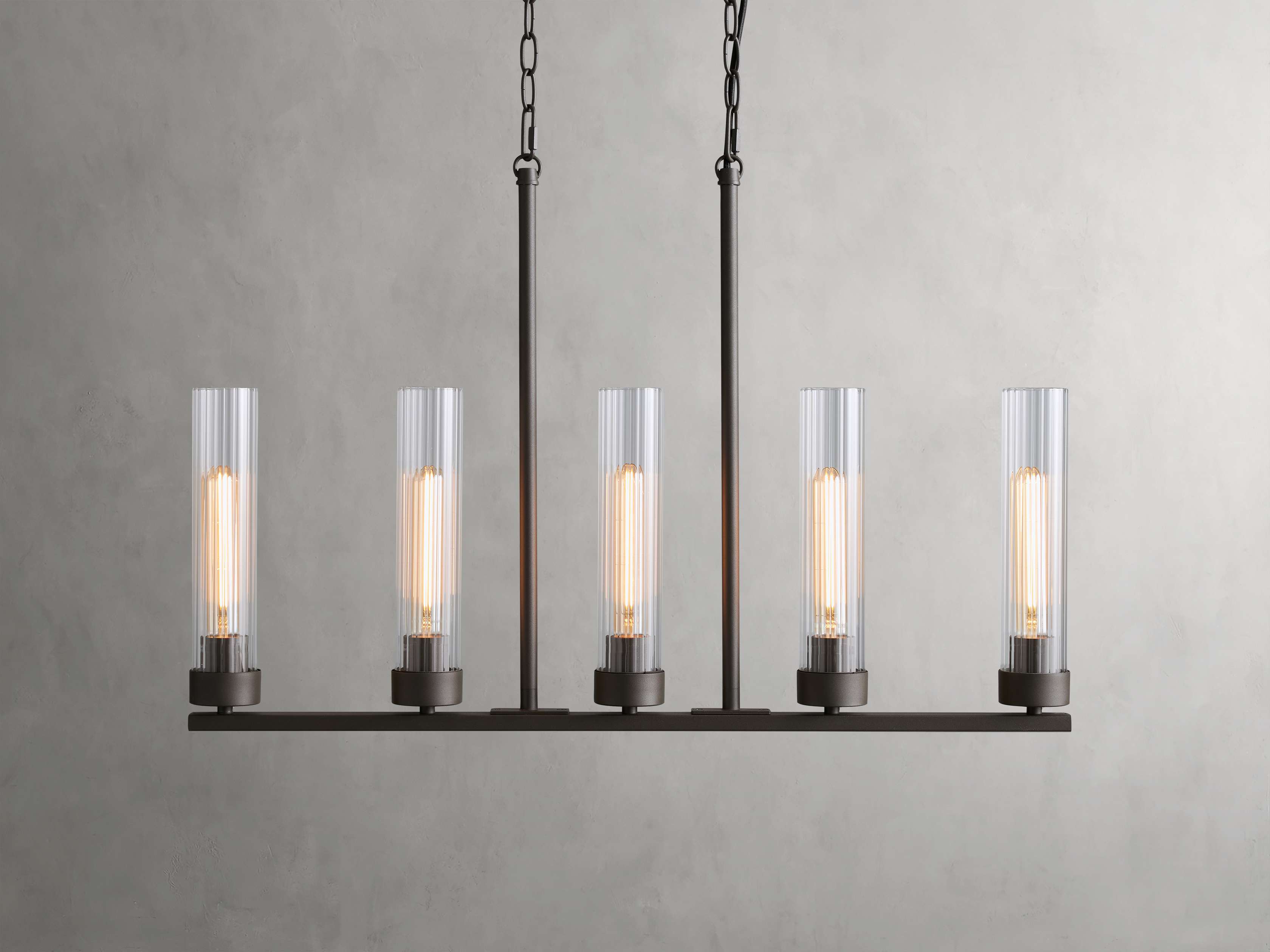 Andreas 32-Inch Modern Linear Chandelier in Bronze Finish - Perfect for Dining Room, Kitchen Island or Bedroom Lighting