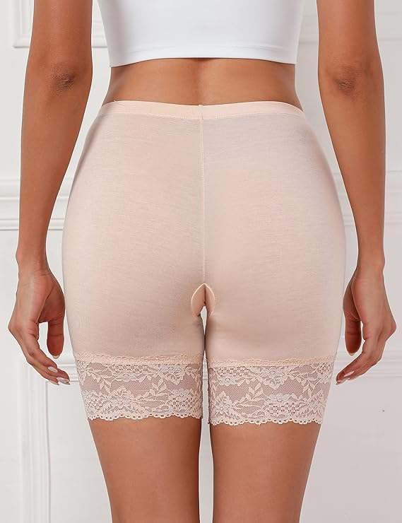 NICSY Women's Seamless Shapewear Shorts - Mid Thigh Boyshorts for Yoga, Cycling & Swim | Anti-Chafing Lace Underskirt for Dresses & Sports | Pack of 1 (Skin XS) | Perfect for Workouts, Beach Days & Everyday Comfort