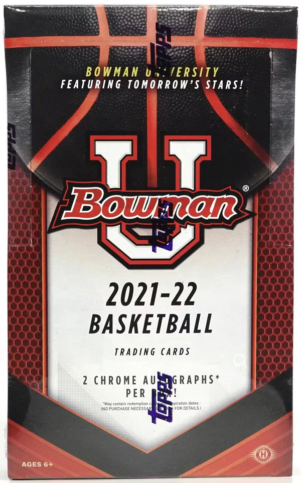 2021-2022 Bowman University Basketball Hobby Box - 24 Packs with Autograph & Memorabilia Cards - Perfect for Collectors and Sports Fans - Great for Trading, Gifting, and Displaying in Your Collection