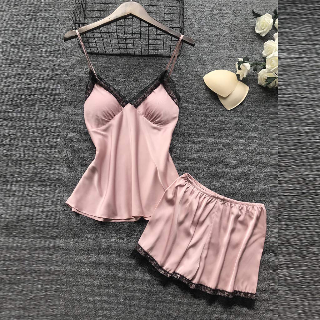 Women's 4-Piece Satin Pajama Set with Floral Lace Trim - Soft Comfy Sleepwear & Robe - Sexy Nightgown Lingerie for Valentine's Day, Anniversary Gift or Relaxing at Home