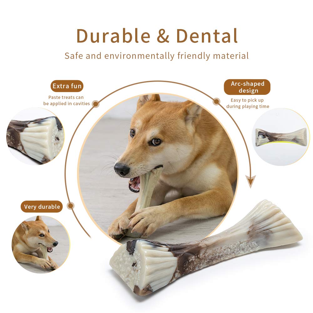 **Indestructible Nylon Dog Bone Toy for Aggressive Chewers - Tough Chew Toy for Large, Medium & Small Dogs, Teething Puppies (Nylon Marrow Bone, Large to X-Large) - Perfect for Playtime, Training & Dental Health**