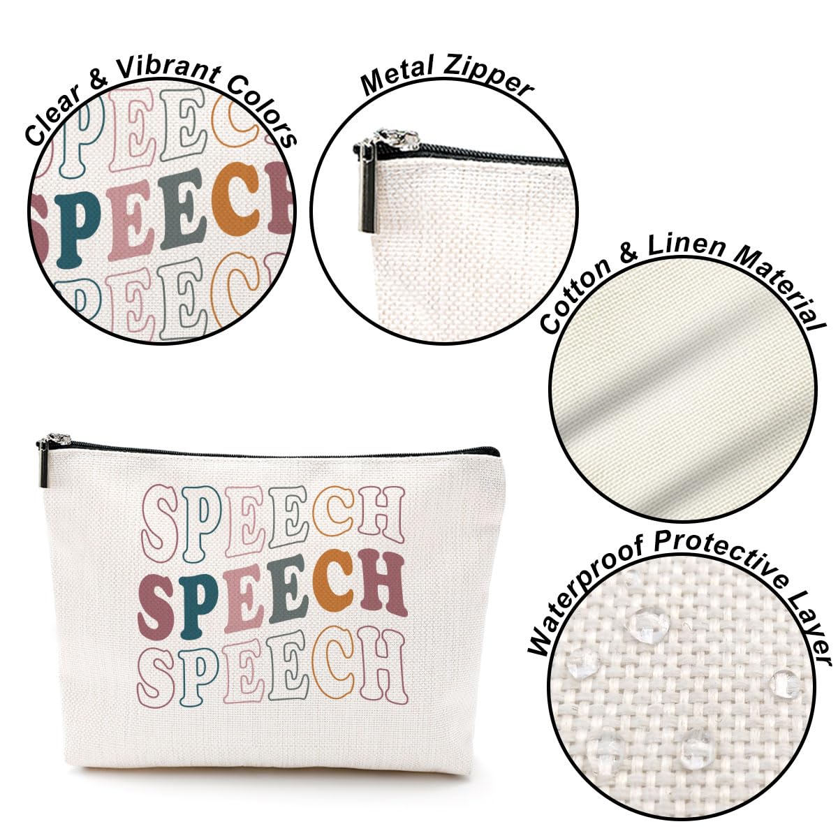 Multicolor Makeup Bag for Travel & Toiletry - Waterproof Zipper Closure Cosmetic Pouch with Stylish Letter Print - Perfect for Women, Men & Unisex Adults - Ideal for Gym, Vacation & Daily Organizer