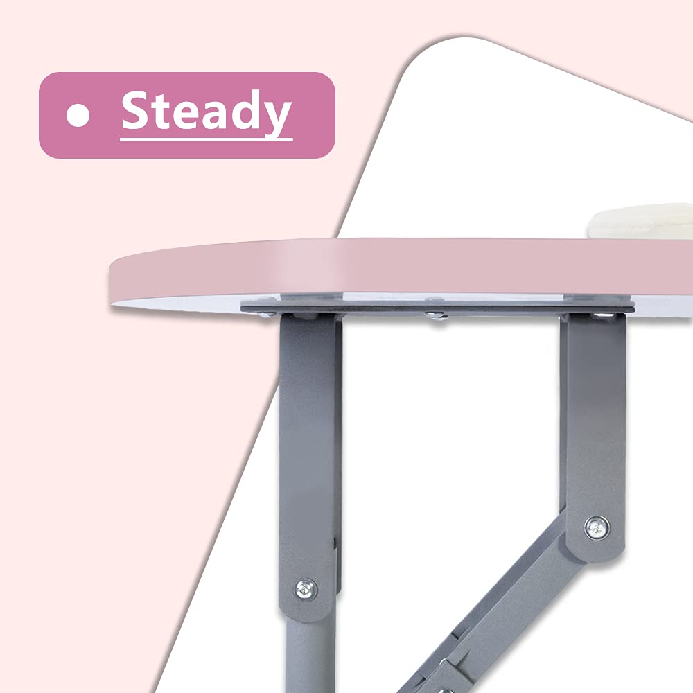 Portable Foldable Nail Salon Table with Large Drawer - 36 Inch Pink Manicure Station for Professionals | Includes Wrist Cushion, Carry Bag & 4 Lockable Wheels | Perfect for Home Salons, Mobile Nail Technicians & Spa Businesses