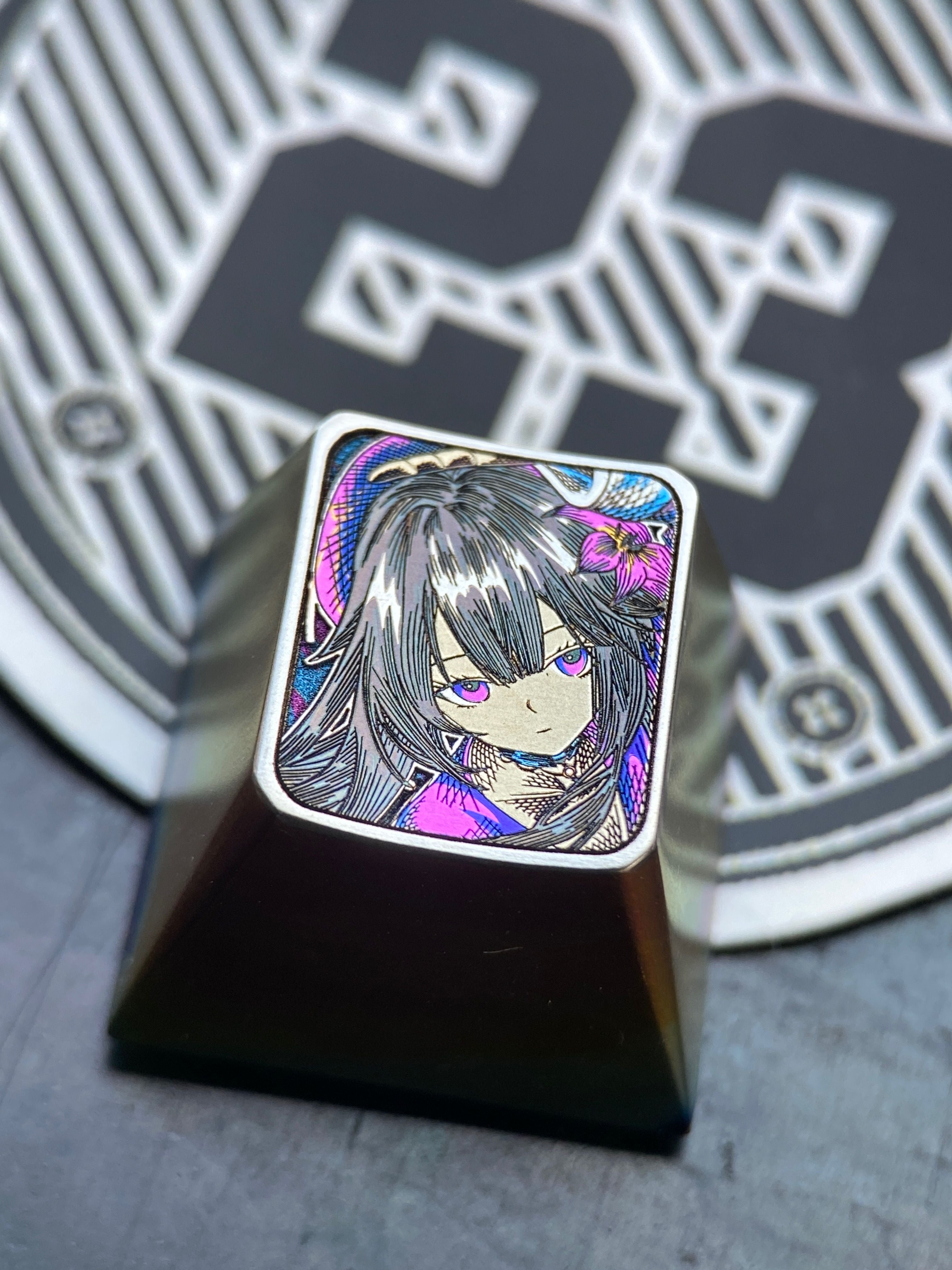 Honkai: Star Rail Herta Themed Colorful Engraved Titanium Alloy Custom Mechanical Keyboard Keycaps - Perfect for Gaming & Typing Enthusiasts