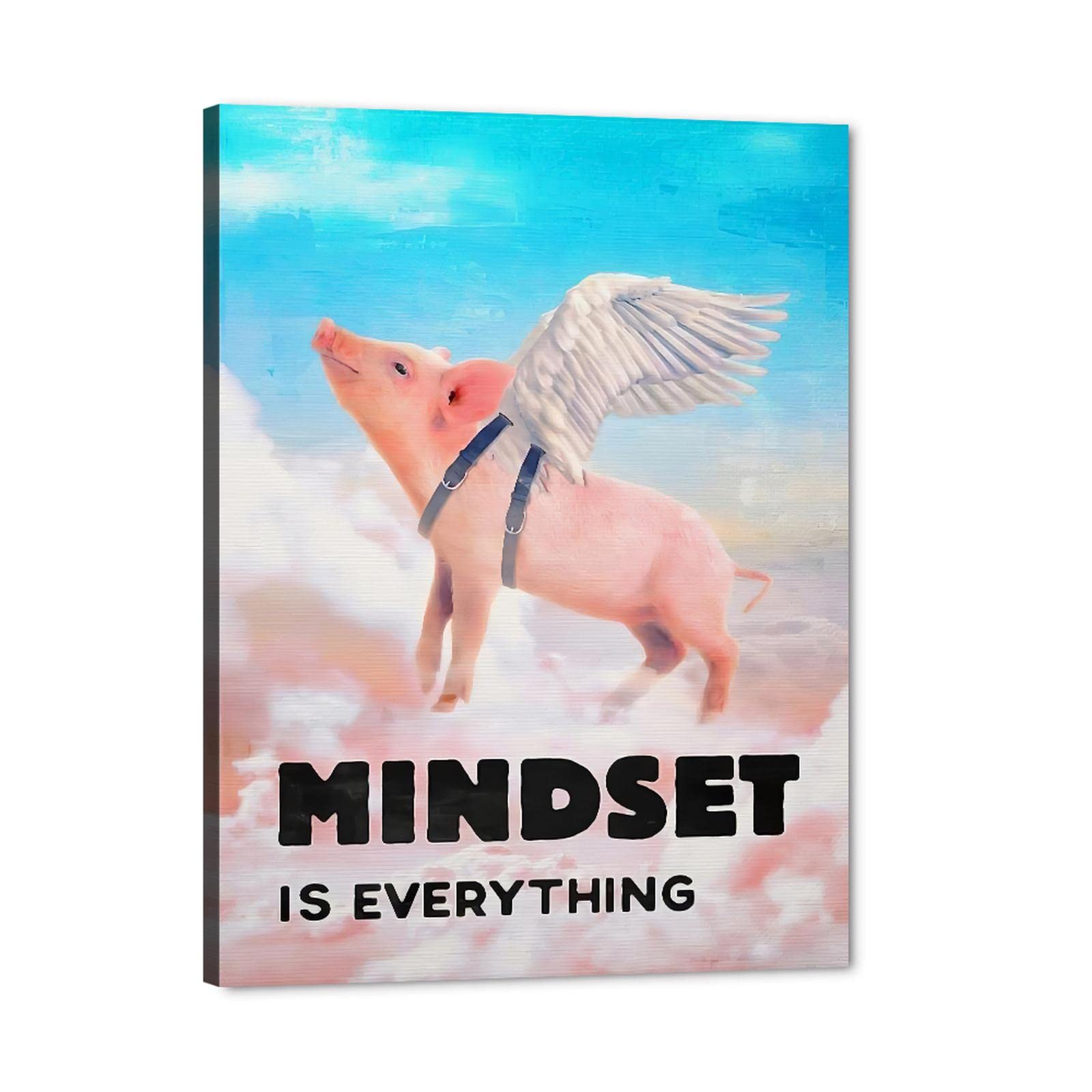 Flying Pig Motivational Canvas Wall Art - Inspirational Quotes for Home & Office Decor, 28x40 Inches Framed Painting, Perfect for Living Room, Bedroom & Workspace