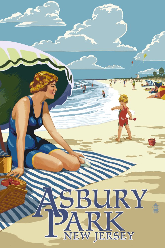 Signed Asbury Park New Jersey Beach Woman Art Print - 24x36 Wall Decor Poster for Living Room, Bedroom & Office | Master Art Print by [Artist Name]