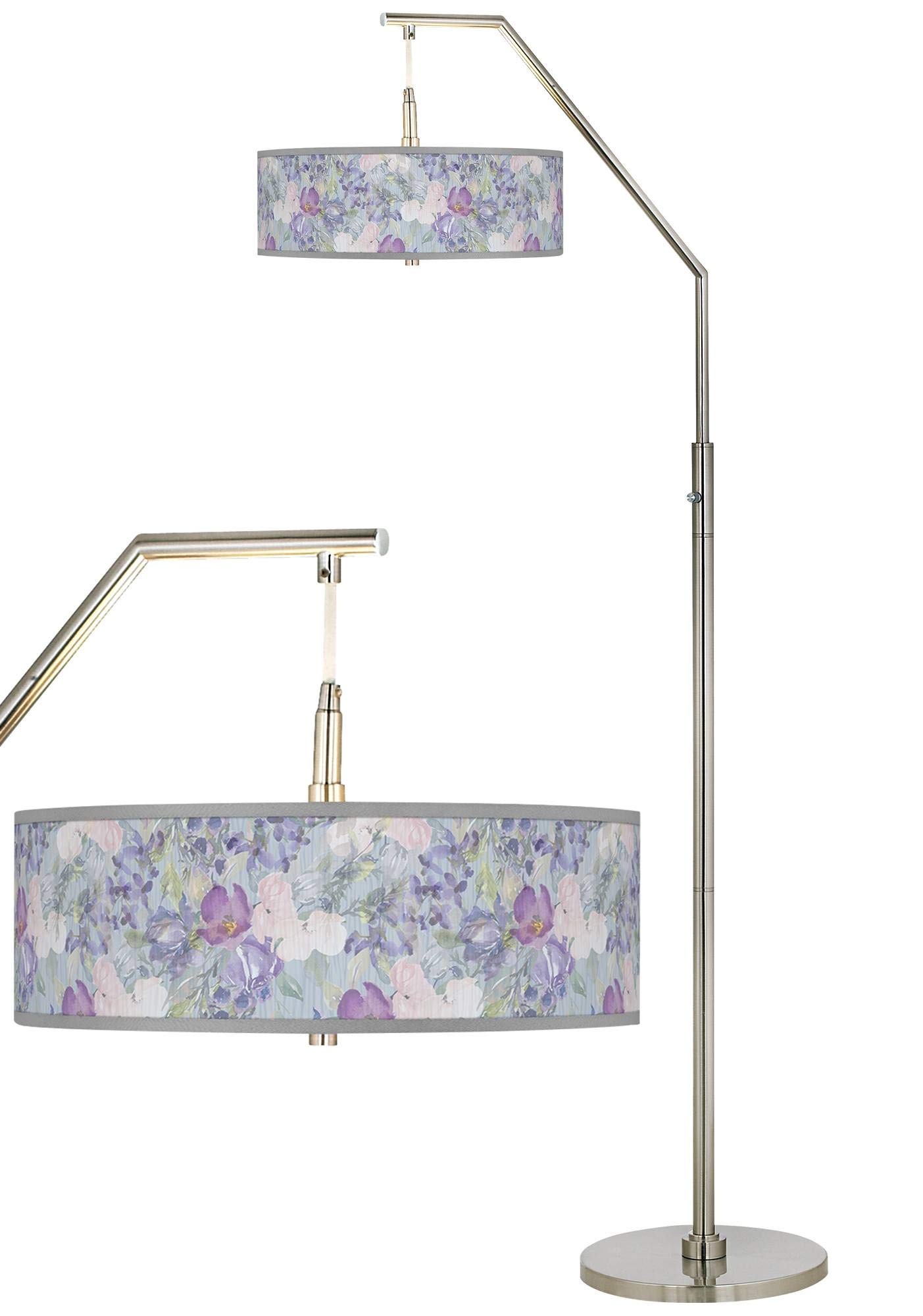 Spring Flowers Giclee Print Shade Arc Floor Lamp - Modern Home Decor Lighting for Living Room, Bedroom & Office