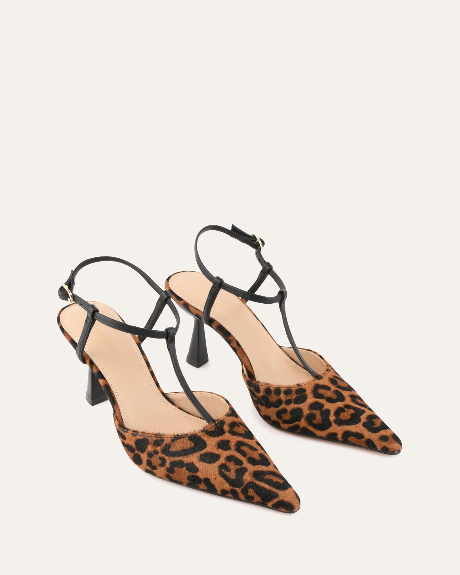 YULA Women's Leopard Print Hair-on-Leather Mid Heel Pumps | Stylish & Comfortable for Work, Party & Evening Events