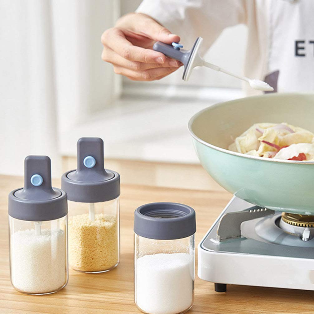 Hemoton 1pc Clear Glass Salt Shaker & Oil Bottle with Lid - Airtight Kitchen Storage Container for Sugar, Spices, Liquids - Perfect for Cooking, Baking, Coffee Bar & Home Decor