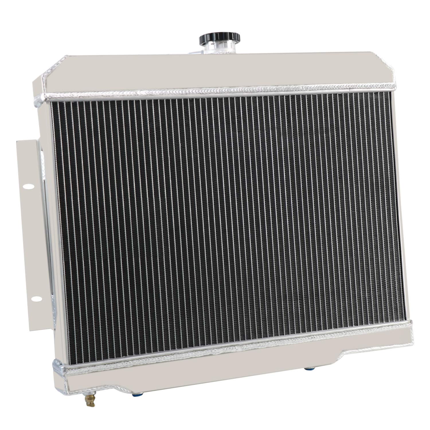 4 Row Aluminum Radiator Shroud with Fan Relay Kit for 1976-1986 Jeep CJ5 CJ6 CJ7 Scrambler 3.8L 4.2L 5.0L AT/MT - Perfect for Off-Roading, Overheating Prevention & Engine Cooling Upgrade
