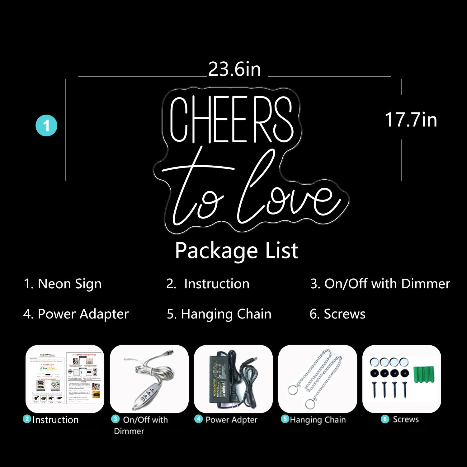 Cheers To Love Neon Sign - Custom Wedding Wall Decor & Bedroom Lighting - Perfect for Home, Room, and Party Decorations - Unique Wedding Gifts for Women, Brides, Couples