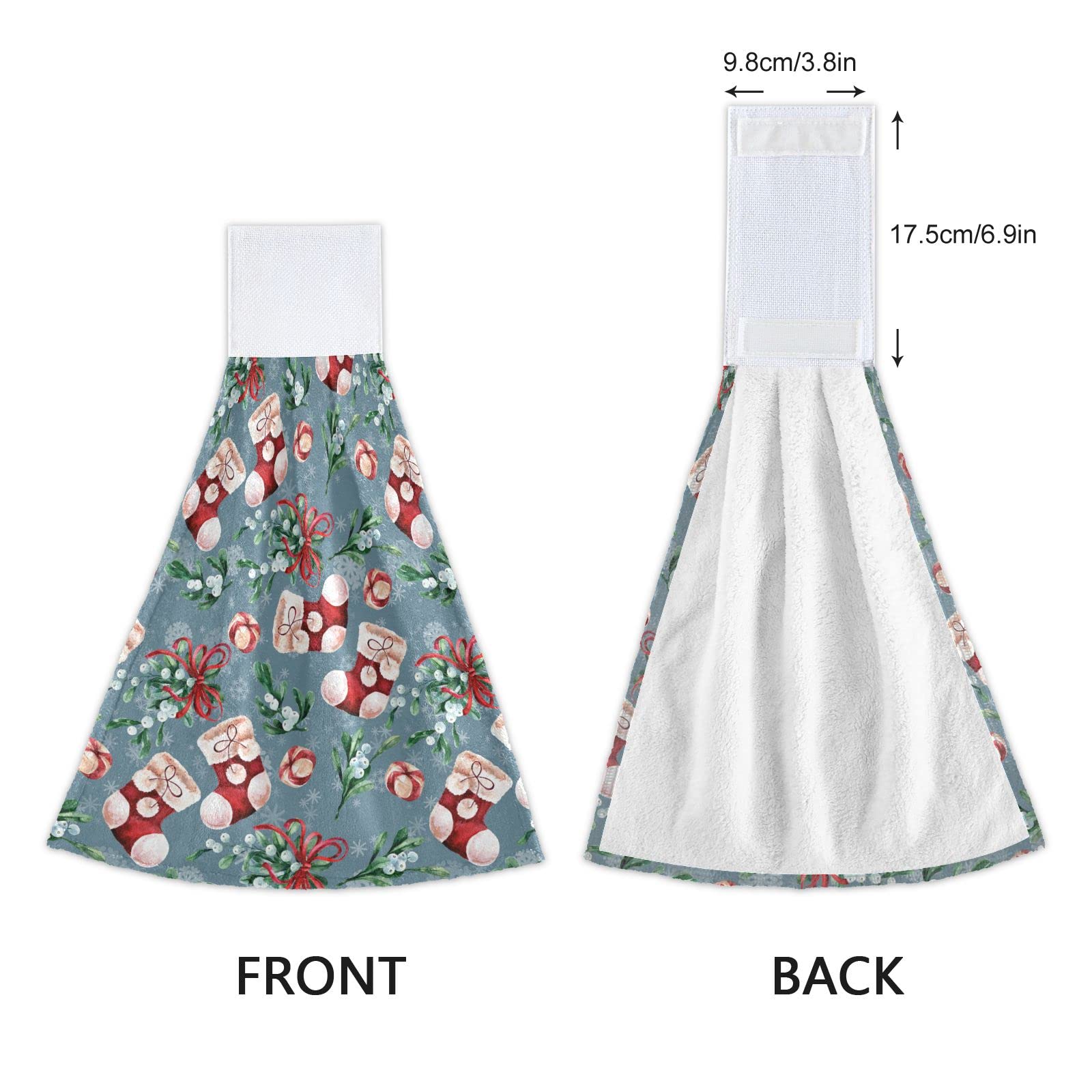 Christmas Santa Boots Hanging Kitchen Towels Set of 2 - Holiday Oven Mitt & Hand Towel for Kitchen Decor, Bathroom & Guest Use - Festive New Year Dish Cloths for Baking, Cooking & Home Decor