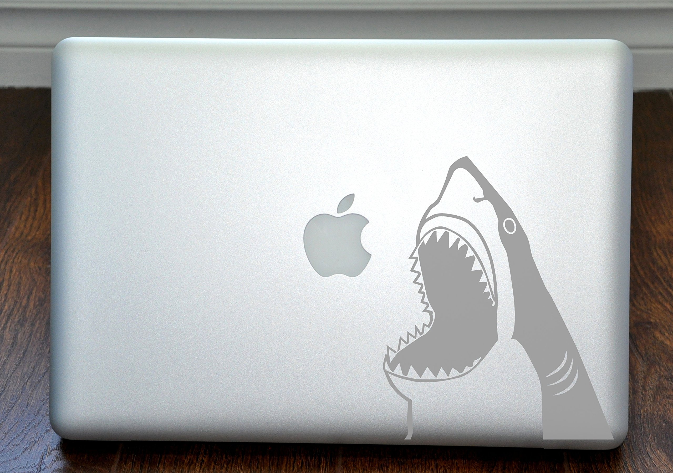 Shark Jumping Out of Water Silver Laptop Decal for 13