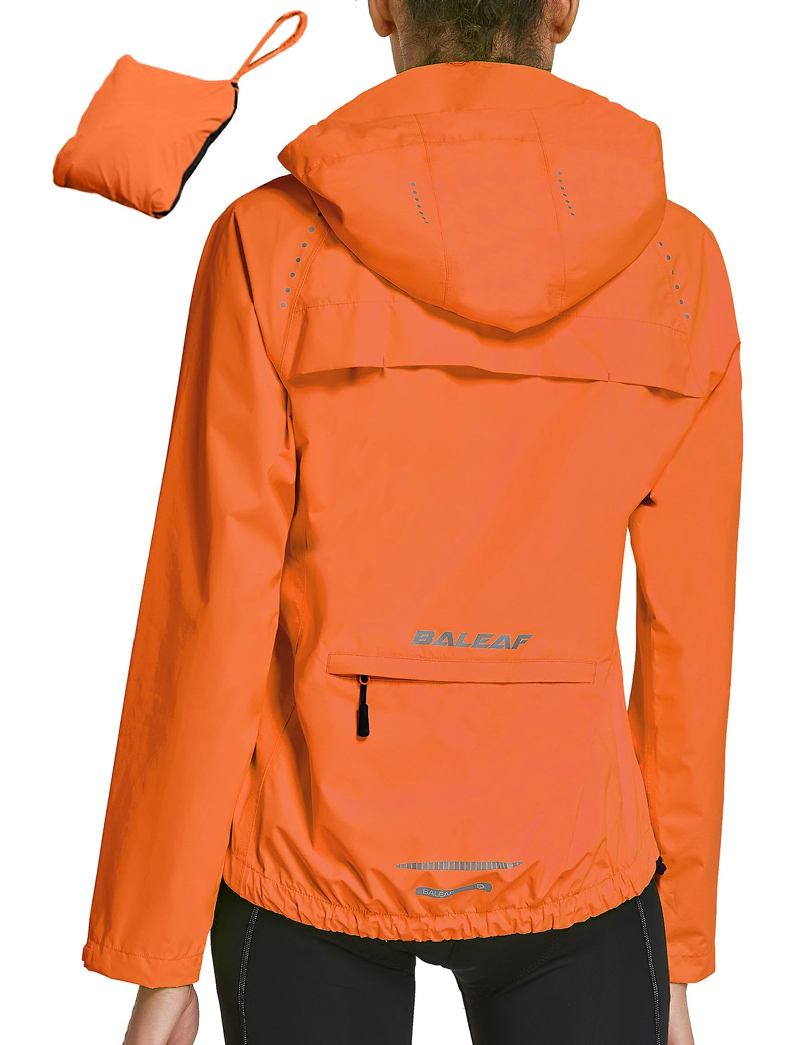 BALEAF Women's Waterproof Windbreaker Jacket - Lightweight Raincoat with Hood for Running, Cycling & Outdoor Activities | Reflective & Packable Design for Commuting & Hiking
