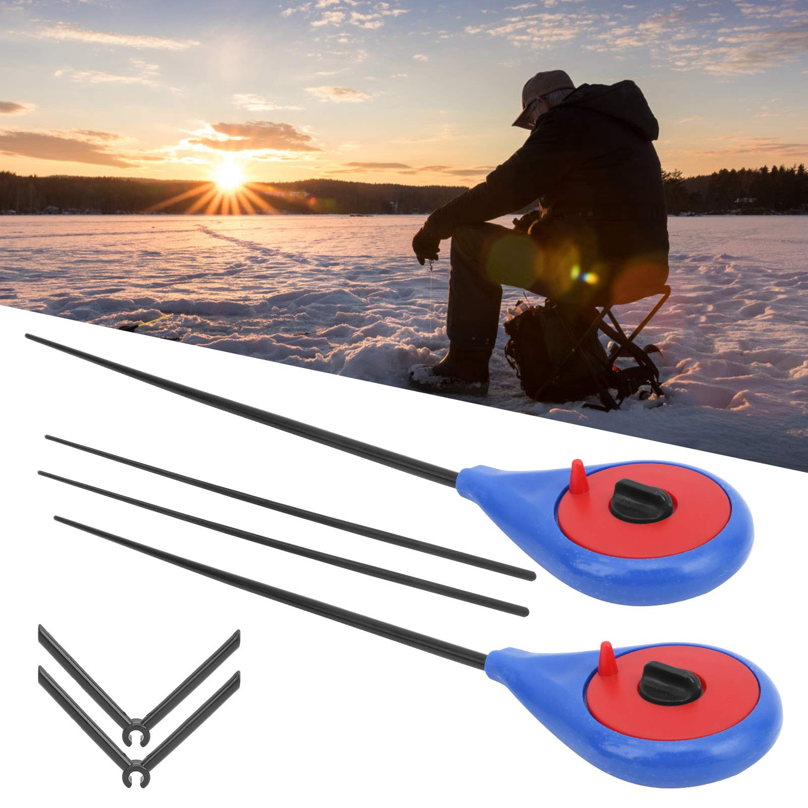 Ubersweet® Professional Ice Fishing Rod Kit - Mini Ice Fishing Pole with Corrosion-Resistant Blue Design | Easy to Use for Ice Fishing Enthusiasts | Perfect for Winter Fishing, Ice Angling & Outdoor Adventures