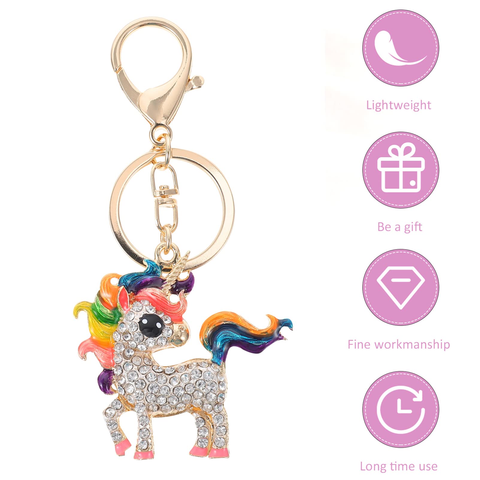 VALICLUD Elegant Unicorn Purse Charms - Sparkling Rhinestone Keychain & Ring Set for Handbags - Perfect Gift for Women & Girls - Great for Accessorizing Bags, Backpacks, or Keys
