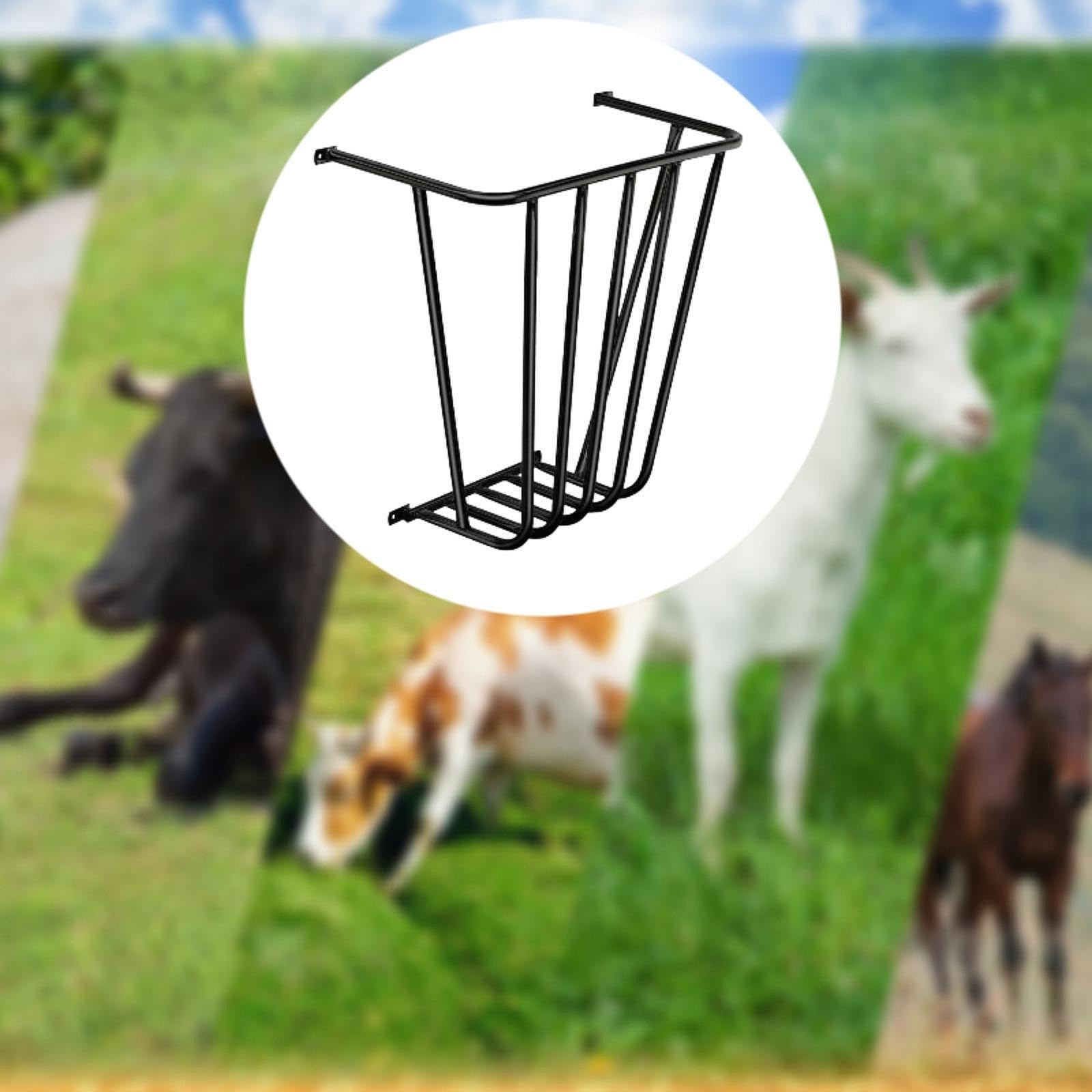 Large Capacity Metal Hay Rack Feeder - Durable Wall Mount Hay Holder for Horses, Cows, Sheep & Livestock - Perfect for Barns, Stables & Pasture Feeding