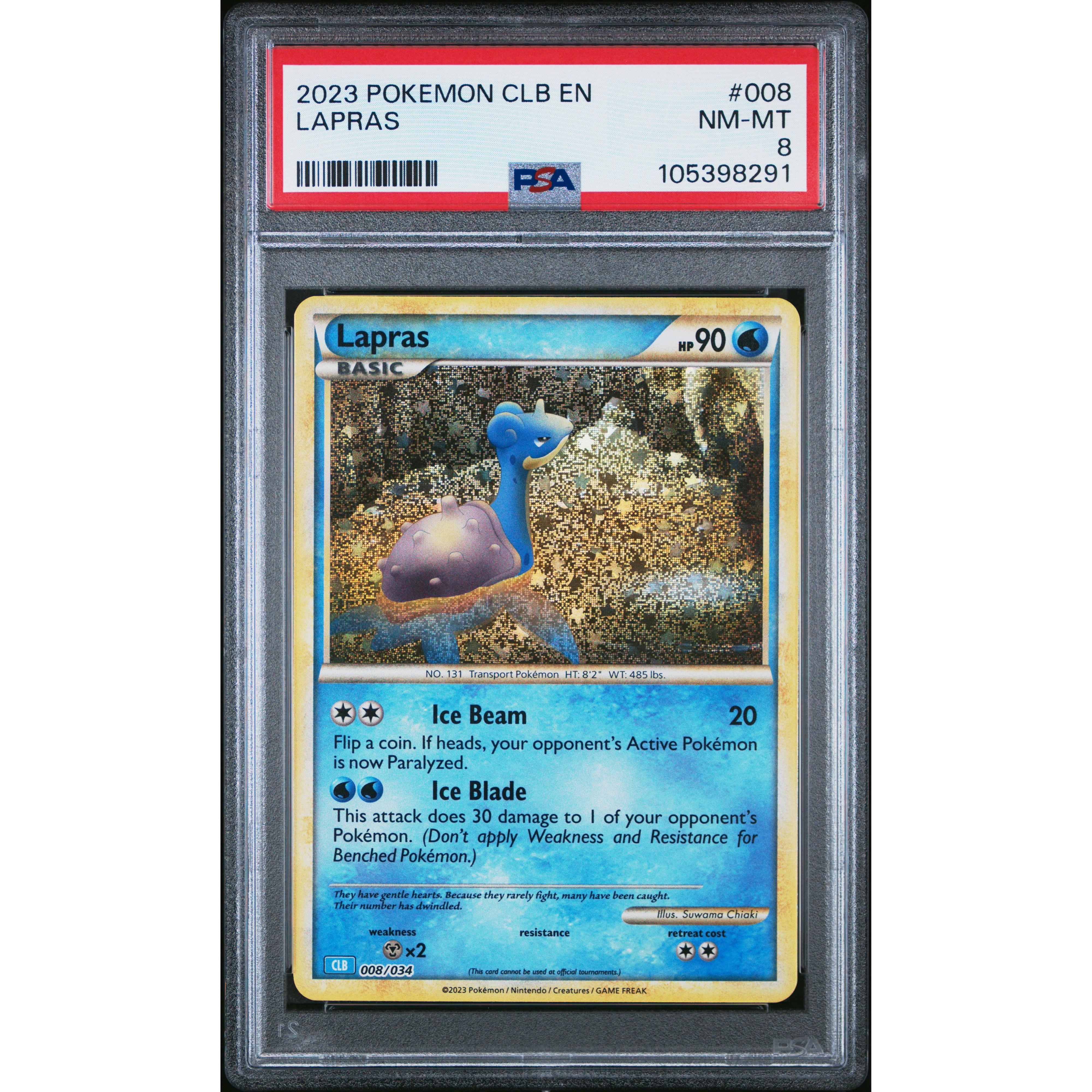 2023 Pokemon Classic Collection Lapras 008/034 PSA 8 Graded Card - Rare Trading Card for Collectors & Players | Perfect for Display, Gaming & Investment