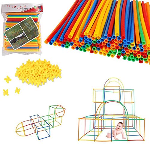 Boosns Reusable Straw Building Blocks - 200pcs Plastic Straw Connector Set, STEM Educational Construction Toy for Kids | Perfect for Classroom Activities & Creative Play