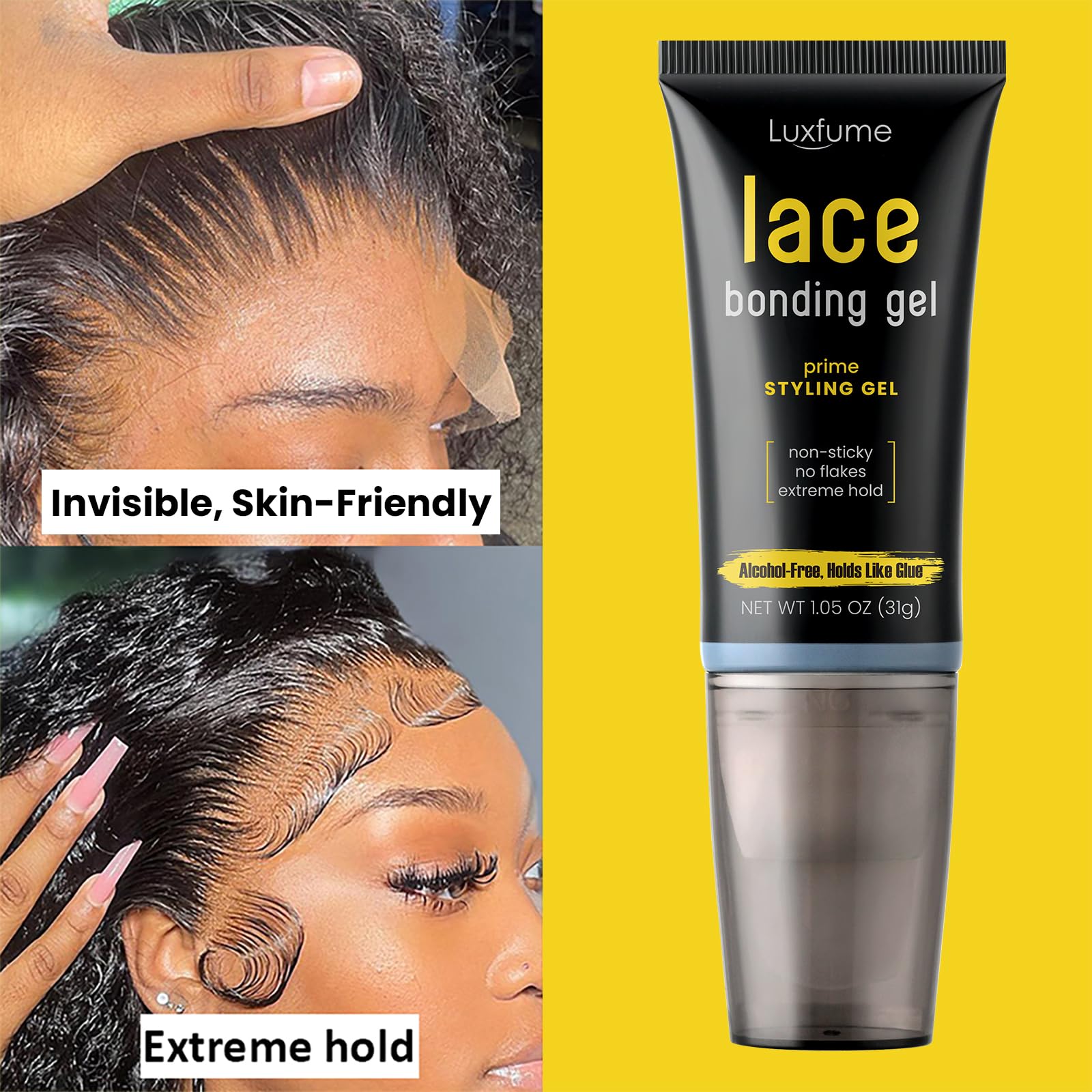 Lace Bonding Gel for Wigs - Invisible & Skin-Friendly Wig Glue with Brush Head Design | Strong Hold Lace Adhesive for Front Wigs & Hairpieces | Daily Use for Women & Men | Perfect for Cosplay, Daily Styling & Special Occasions