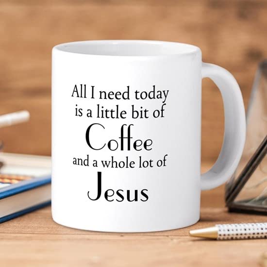 All I Need Is Coffee And Jesus 20 oz Ceramic Coffee Mug - Large Insulated Tea Cup for Home, Office & Church - Funny Christian Gift for Coffee Lovers