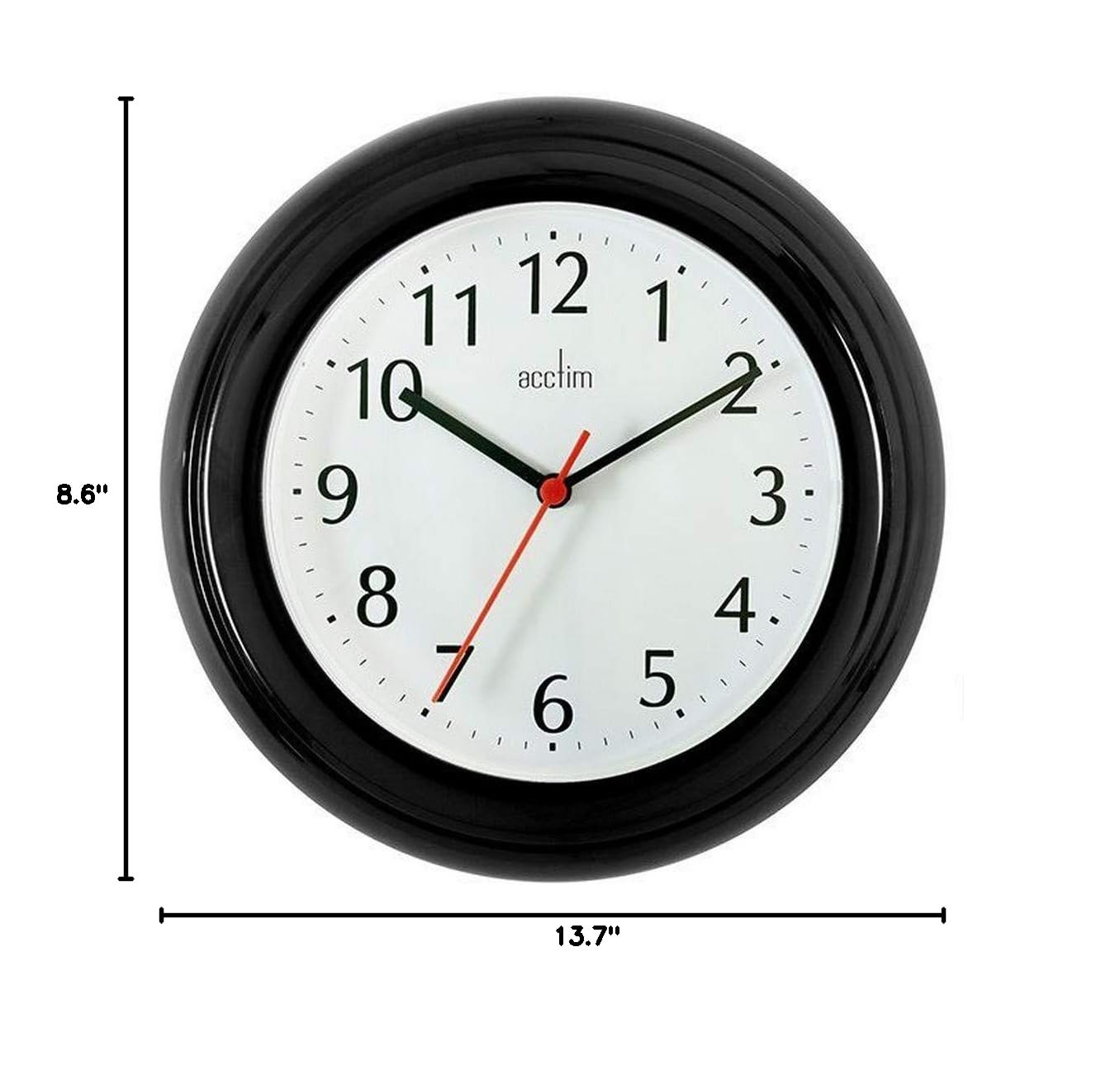 Wycombe Wall Clock - Set of 4 Modern Red Clocks for Home, Office & Classroom Decor | Silent Non-Ticking Battery Operated Round Clocks