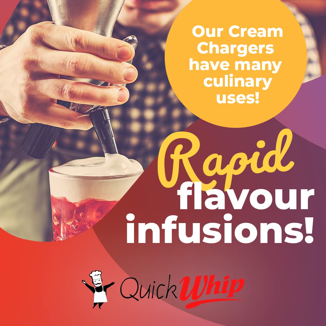 QuickWhip Pro 100 Whipped Cream Chargers (600 Cartridges - 6 Boxes of 100) - 9g Food Grade N2O for Professional & Home Use - Compatible with Standard Cream Dispensers - Perfect for Desserts, Coffee Toppings & Cocktail Garnishes