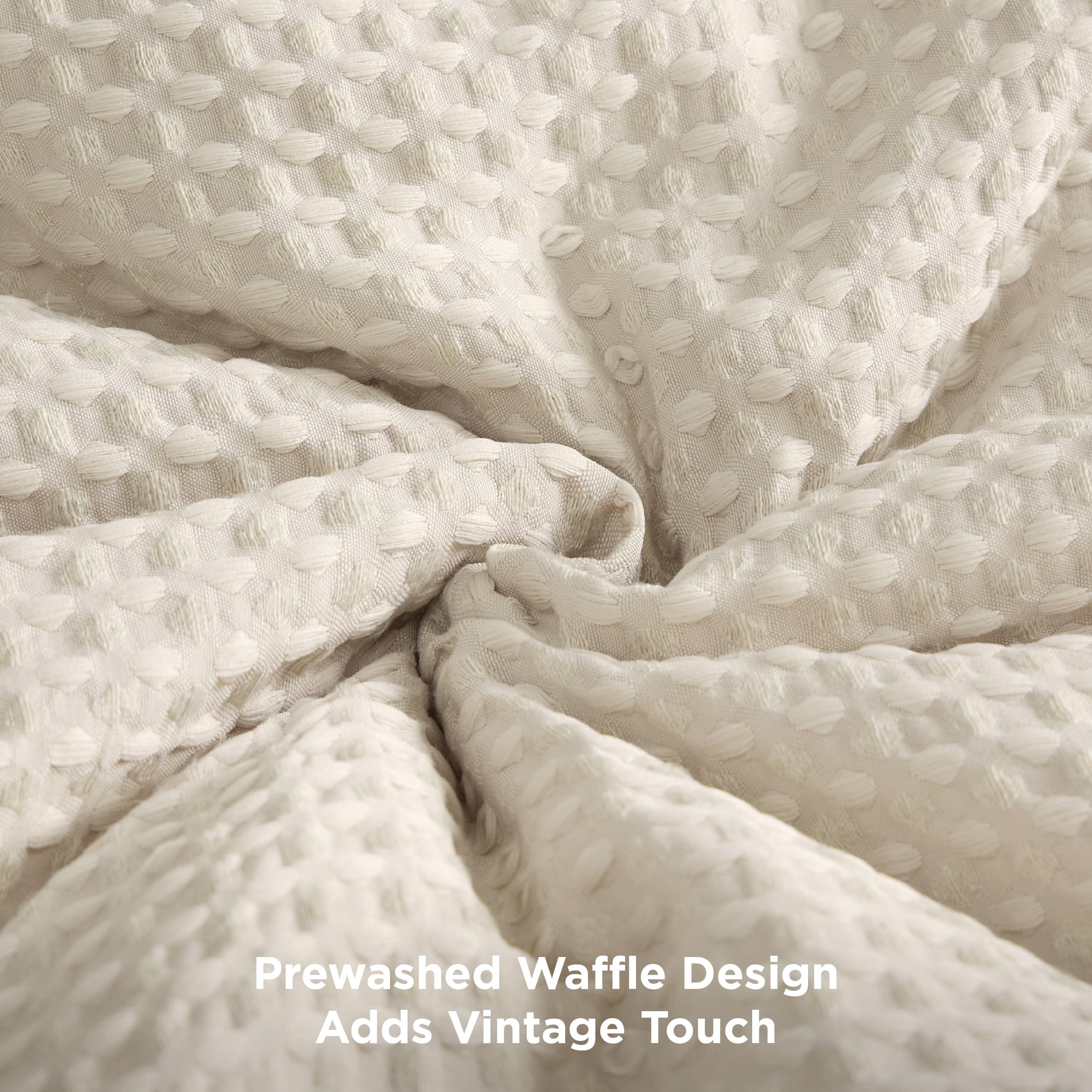 Bedsure King Size Waffle Comforter Set - Soft & Breathable Linen Bedding (3-Piece) - 1 Waffle Weave Comforter (104