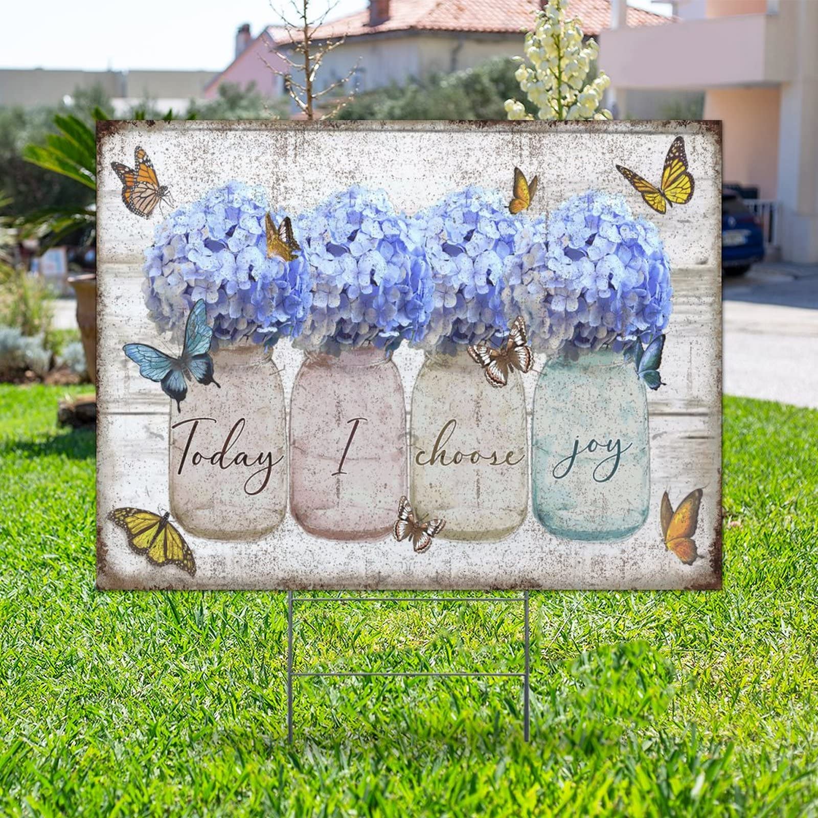 French Lavender Garden Sign - Double Sided Weatherproof Yard Decor for Outdoor & Lawn