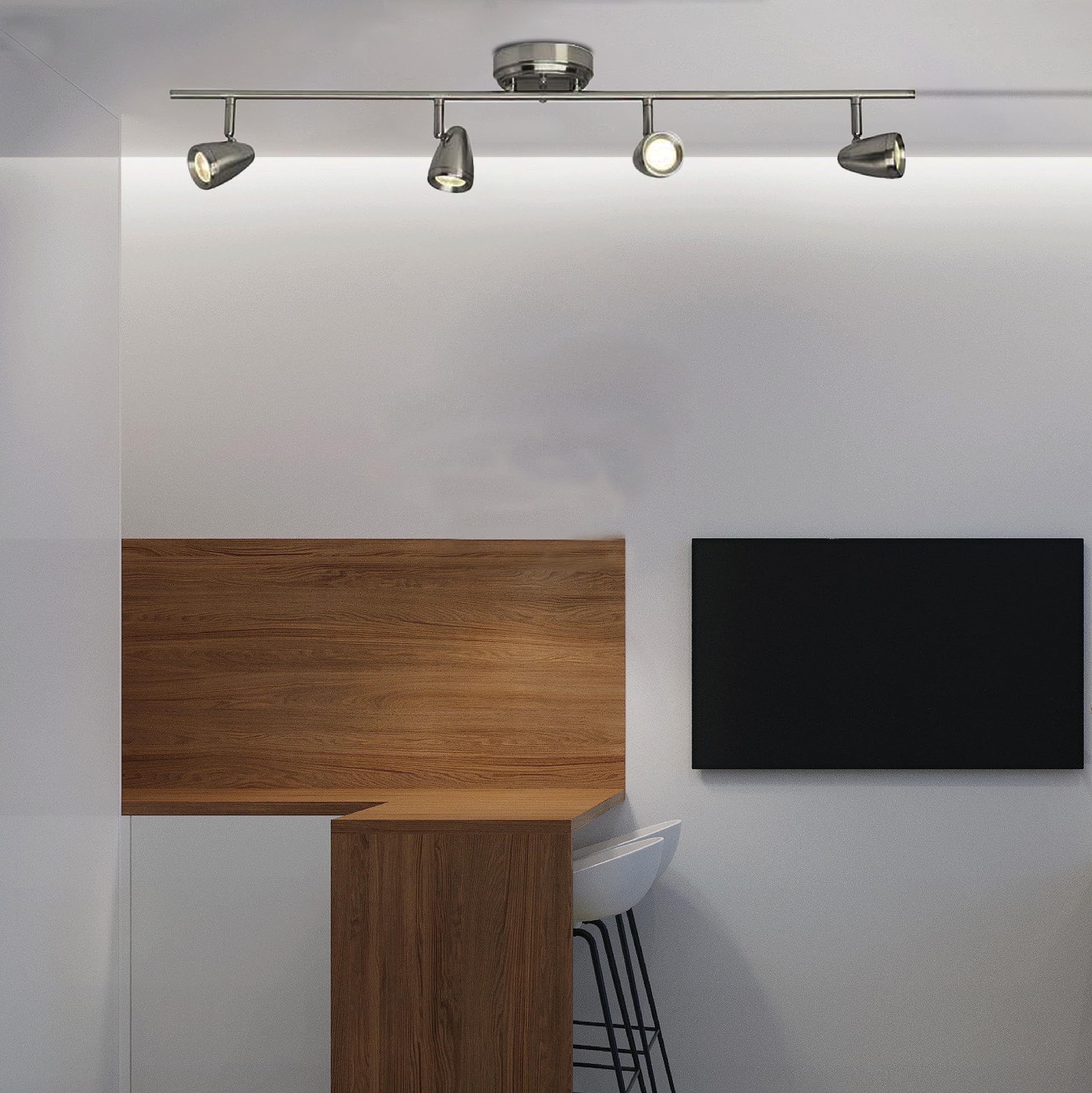 Sea Gull Generation Lighting 4-Light Talida LED Ceiling Track Lights Brushed Nickel 2637204S-962 | Modern Adjustable Ceiling Light Fixture for Living Room, Dining Room, Kitchen & Bedroom Lighting | Energy Efficient LED Bulbs | Perfect for Home, Office & Restaurant Lighting