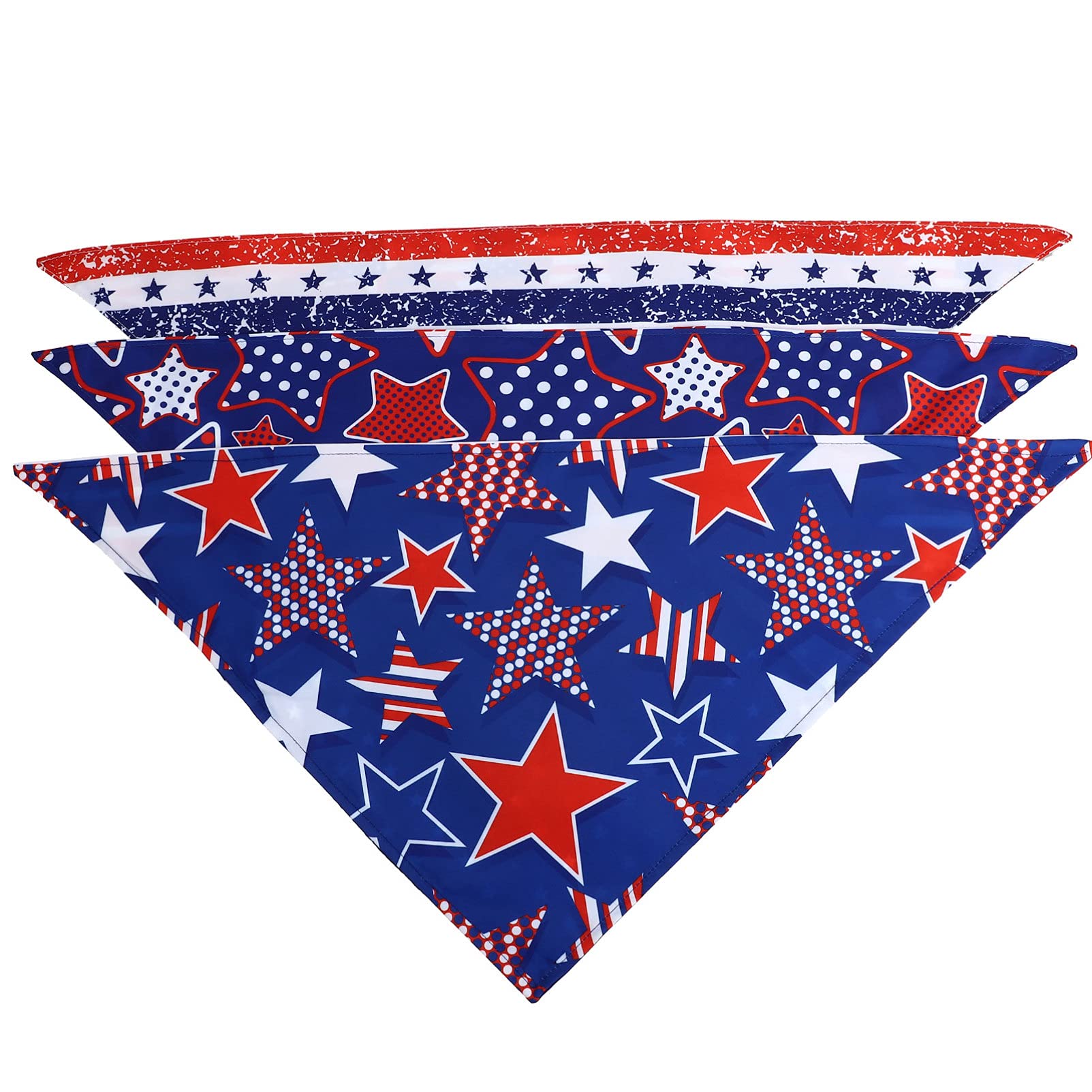 BESTOYARD 3-Pack Patriotic Dog Bandanas - American Flag Dog Bibs & Triangle Scarves for 4th of July, Independence Day - Washable Pet Kerchief for Dogs & Cats - Perfect for Holiday Parties, Parades & Outdoor Adventures