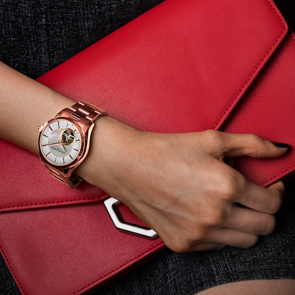 Aries Gold Infinum Rose Gold Stainless Steel Women's Watch L 9023 RG W - Elegant Dress Watch for Women, Perfect for Office, Party & Special Occasions