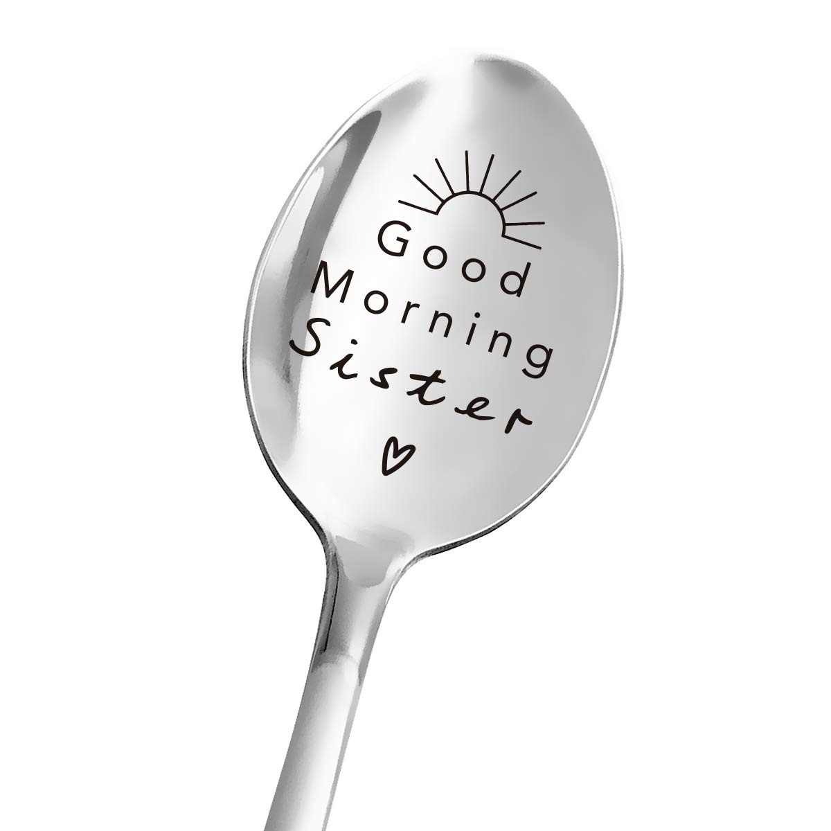 Best Sister Gifts - Engraved Funny Good Morning Sister Spoon for Tea & Coffee - Unique Present for Women from Brother, Sisters, Bride & Friends - Perfect for Mother's Day, Birthday & Christmas - Ideal for Morning Tea Rituals, Bridal Showers & Family Gatherings