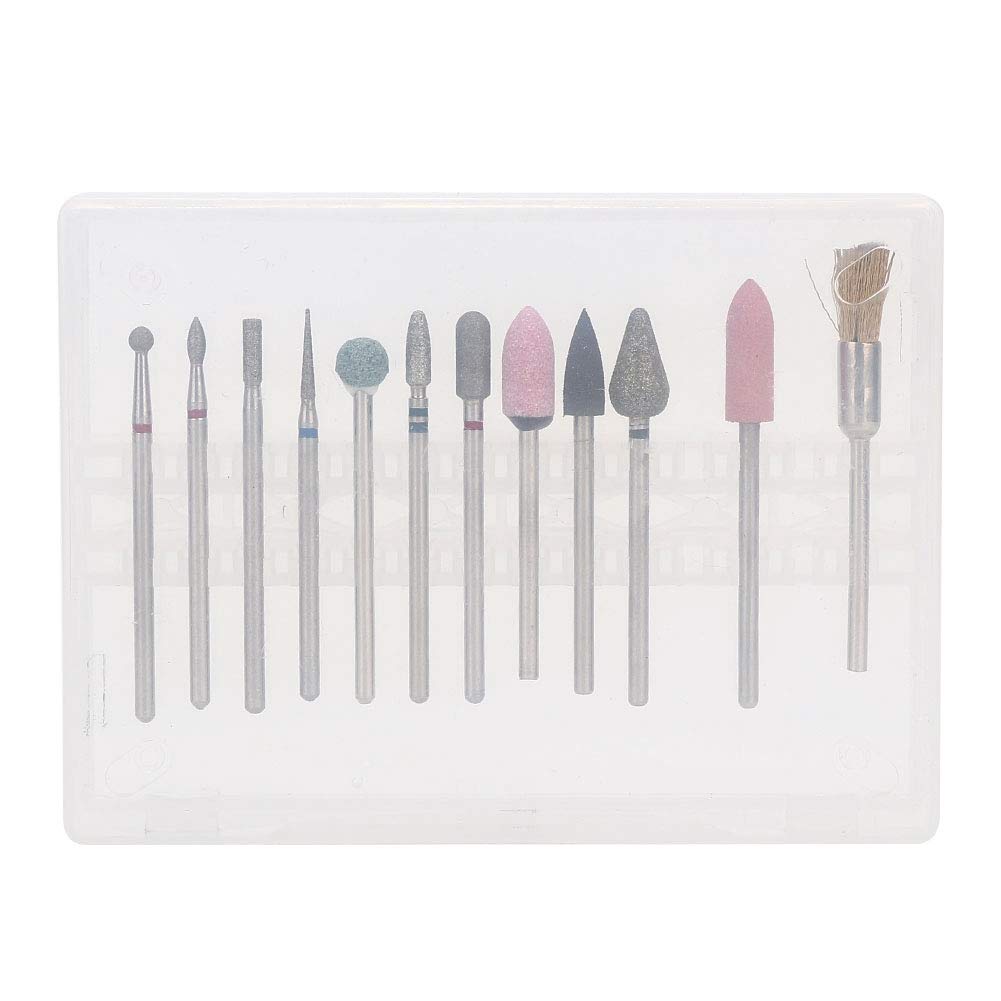 12Pcs Tungsten Alloy Nail Drill Bits Set - Professional Manicure & Pedicure Grinding Heads for Nail Salon & Home Use - Perfect for Acrylic Nails, Gel Polish Removal & Nail Art (White 02)