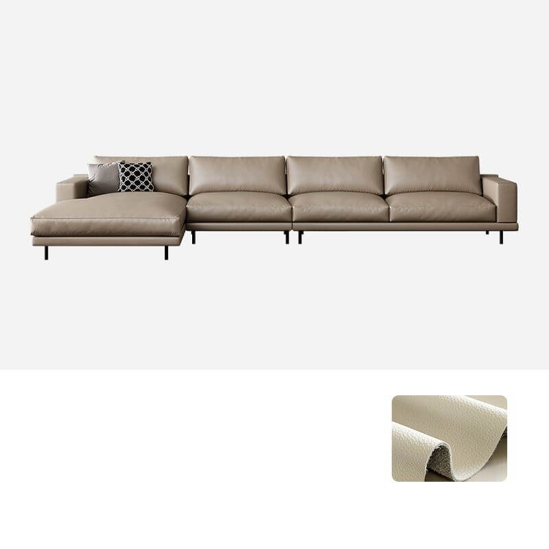 L-Shaped Sectional Sofa with Chaise Lounge in Auburn - Left-Facing Design for Living Room, Home Theater & Small Spaces