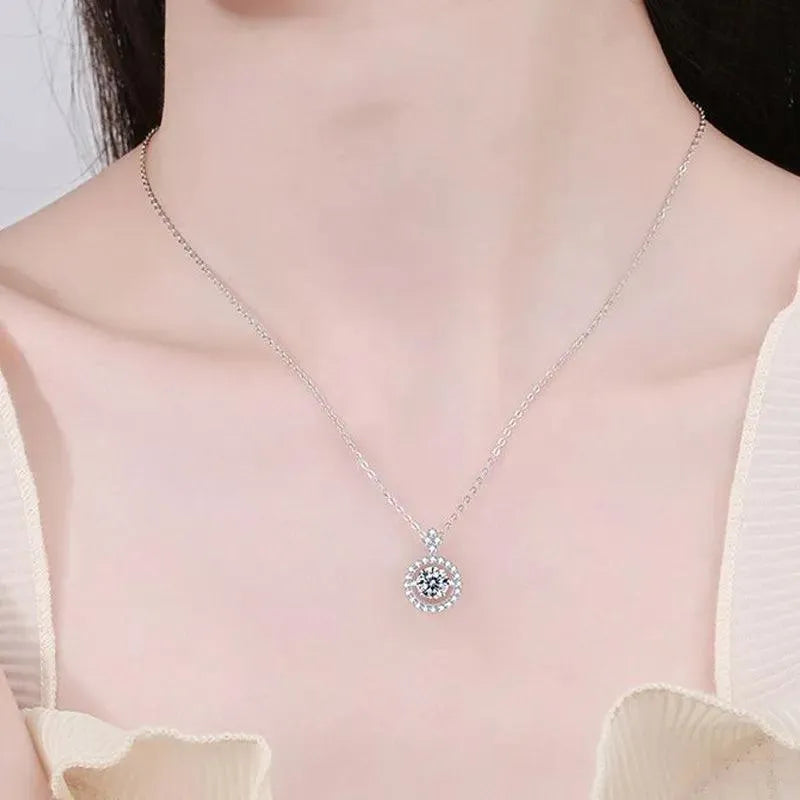 1.0 CT Moissanite Pendant Necklace for Women - S925 Sterling Silver Simulated Diamond Jewelry - Elegant Valentine's Day Gift for Her - Perfect for Anniversaries, Date Nights & Special Occasions