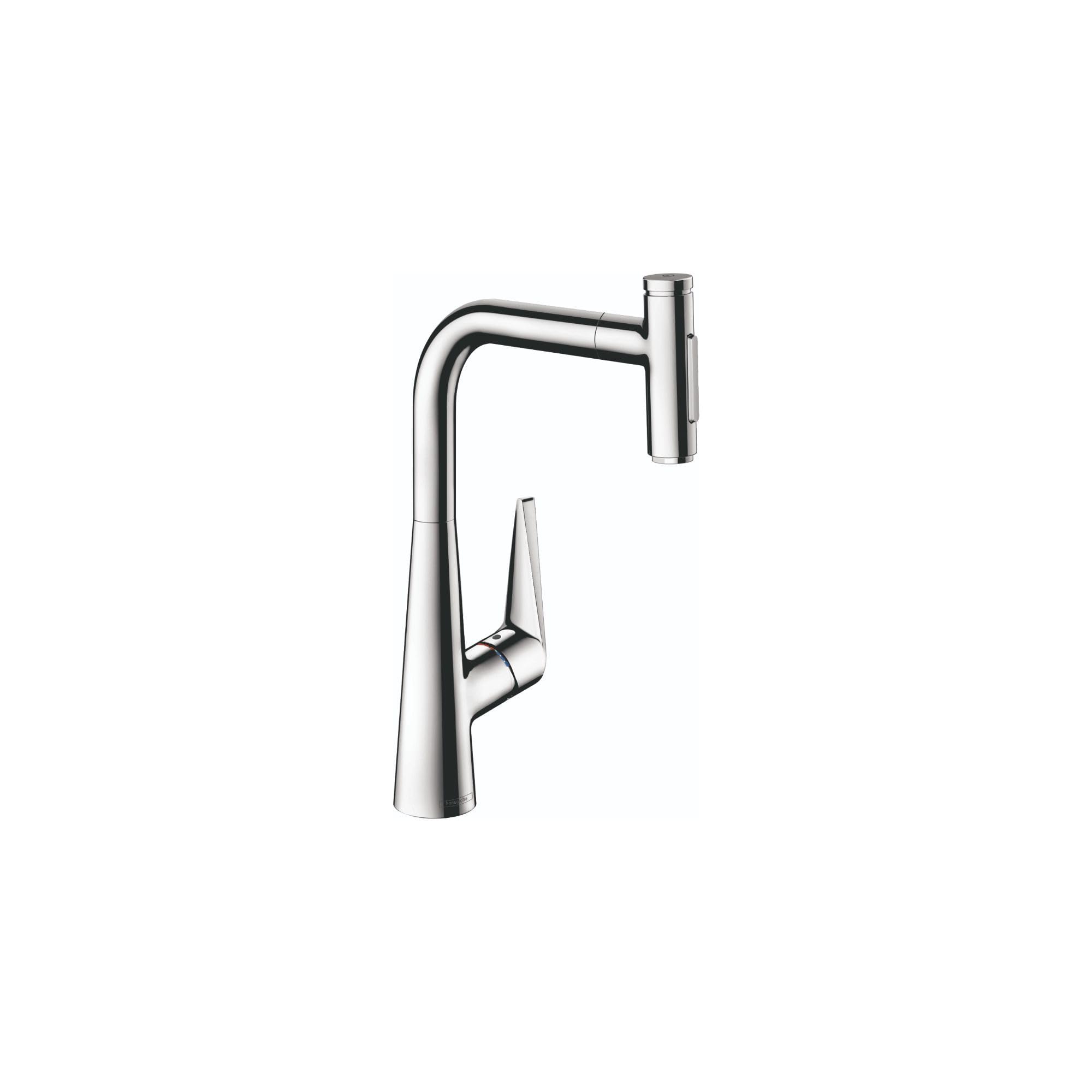 Hansgrohe Talis Select S Chrome Single-Handle Pull-Out Sprayer Kitchen Faucet - Modern Chrome Finish for Easy Cleaning & Food Prep (Model 72823001) | Perfect for Home Kitchens, Restaurants & RV Sinks