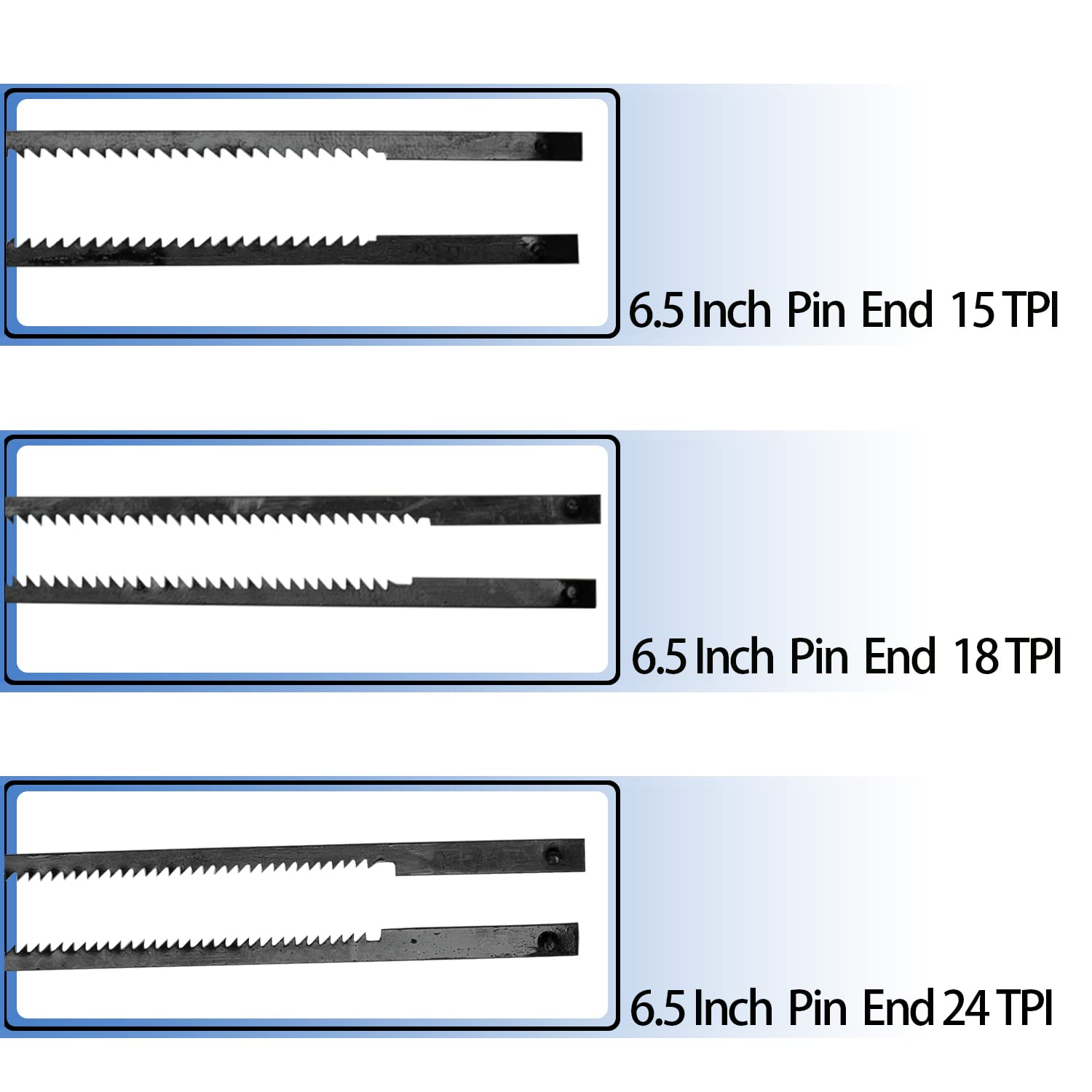 6-1/2 Inch Scroll Saw Blades 45-Piece Set - Pin End High Carbon Steel Blades with 15/18/24 TPI for Woodworking, Jewelry Making & Crafting - Compatible with Fret Saws, Coping Saws & Dremel Tools - Perfect for Detailed Cutting, DIY Projects & Home Improvement