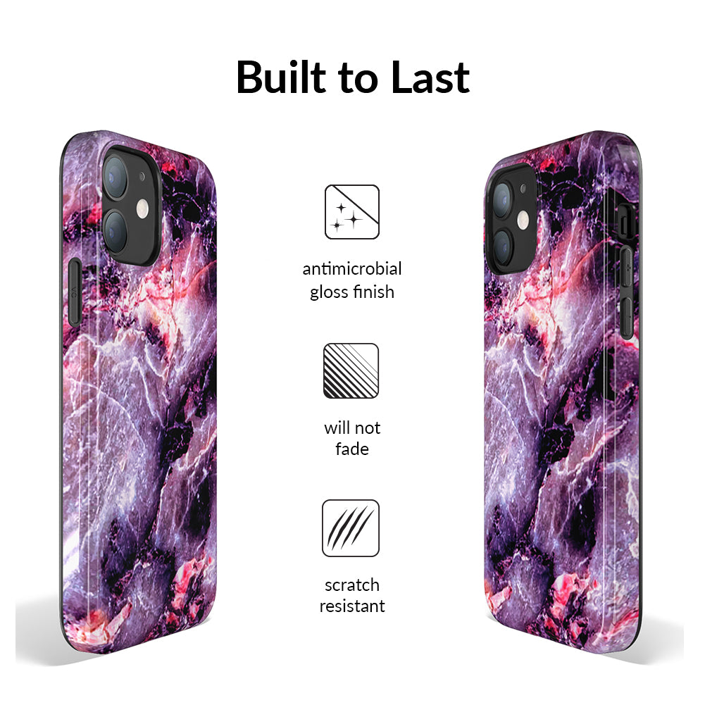 Premium Purple Stone Marble iPhone Case - Elegant & Durable Protective Cover for iPhone [Model Numbers] - Perfect for Work, Travel & Everyday Use