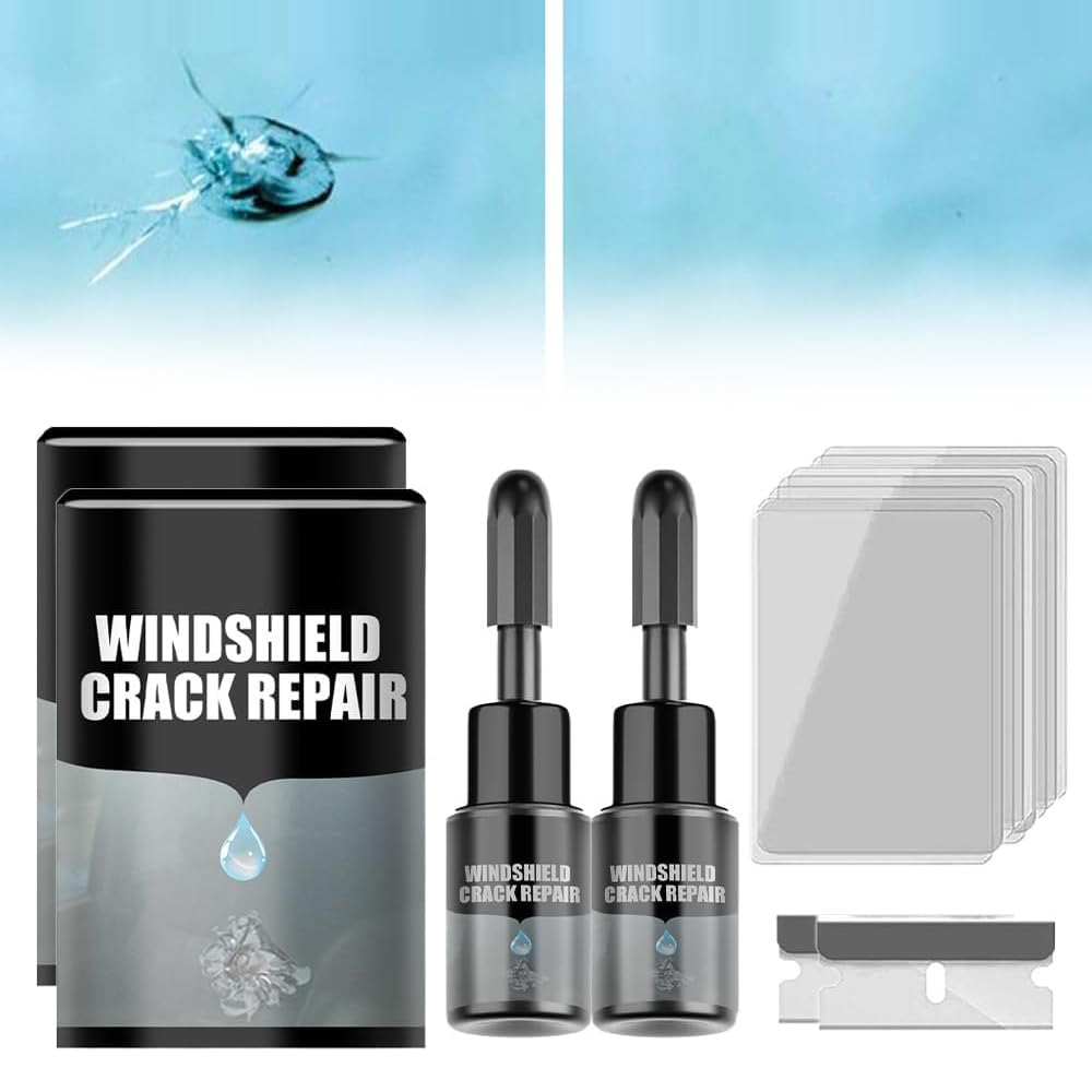 Car Windshield Crack Repair Kit – 2 Set, Multifunctional Glass Repair Fluid for Fixing Chips & Cracks, Automotive Windscreen Tool – Perfect for DIY Windshield Repair at Home or On-the-Go