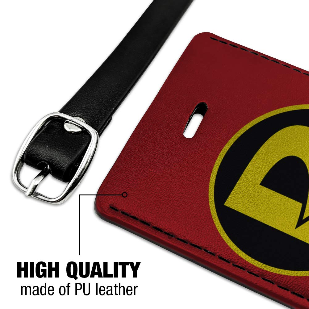 Batman & Robin Logo Leather Luggage Tag - Rectangle Suitcase ID Tag for Carry-On Bags | Perfect for Travel, Cosplay & Superhero Fans