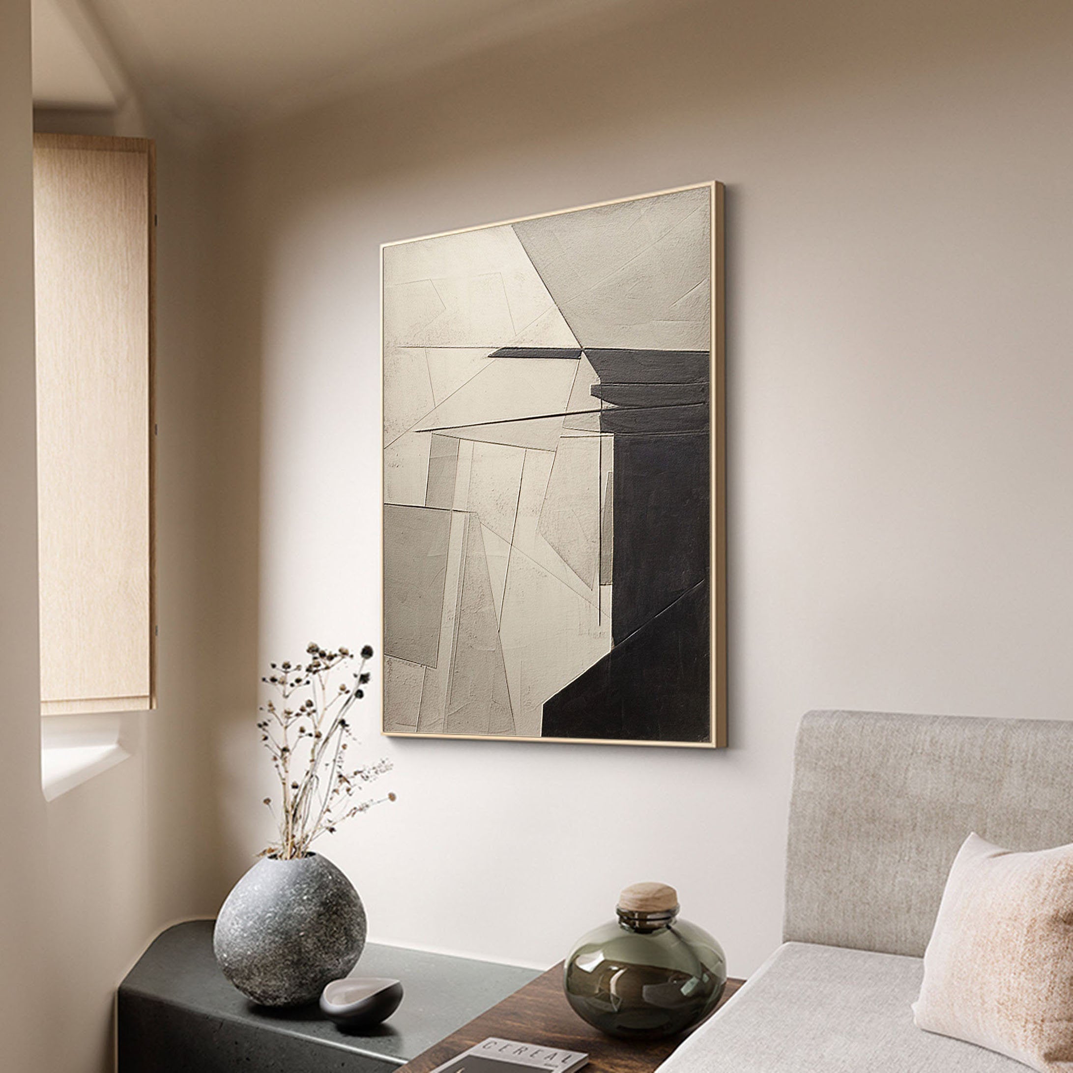 Beige & Brown Abstract Art Print #BB032 - Modern Wall Decor for Living Room, Bedroom & Office