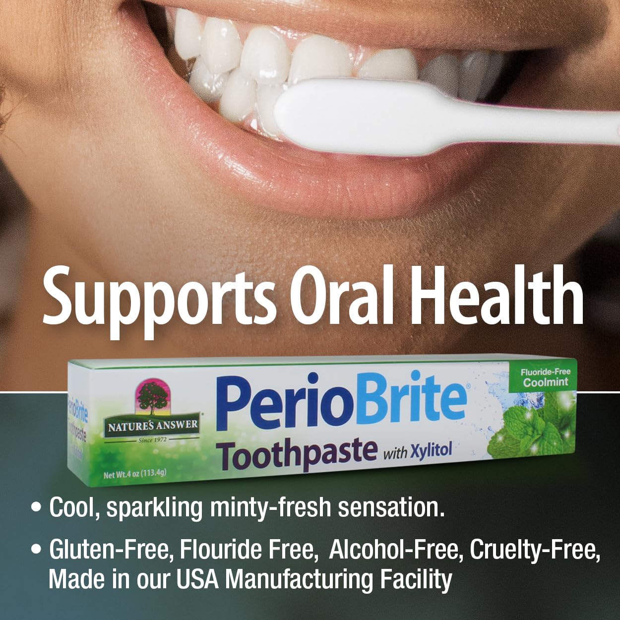 Nature's Answer Periobrite Toothpaste, 4 oz - Whitening Toothpaste for Fresh Breath, Plaque Removal & Dry Mouth Relief | Natural Oral Care for Daily Use at Home or Travel
