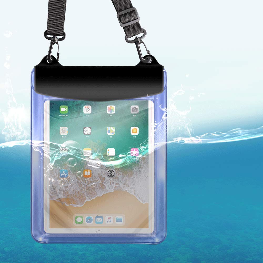 Universal Waterproof Tablet Case - Dry Bag for iPad 10.2/9.7, iPad Pro 11/10.5, iPad Air, Samsung Galaxy Tab, Surface Go & More (Blue) - Perfect for Beach, Pool, Boating & Outdoor Adventures
