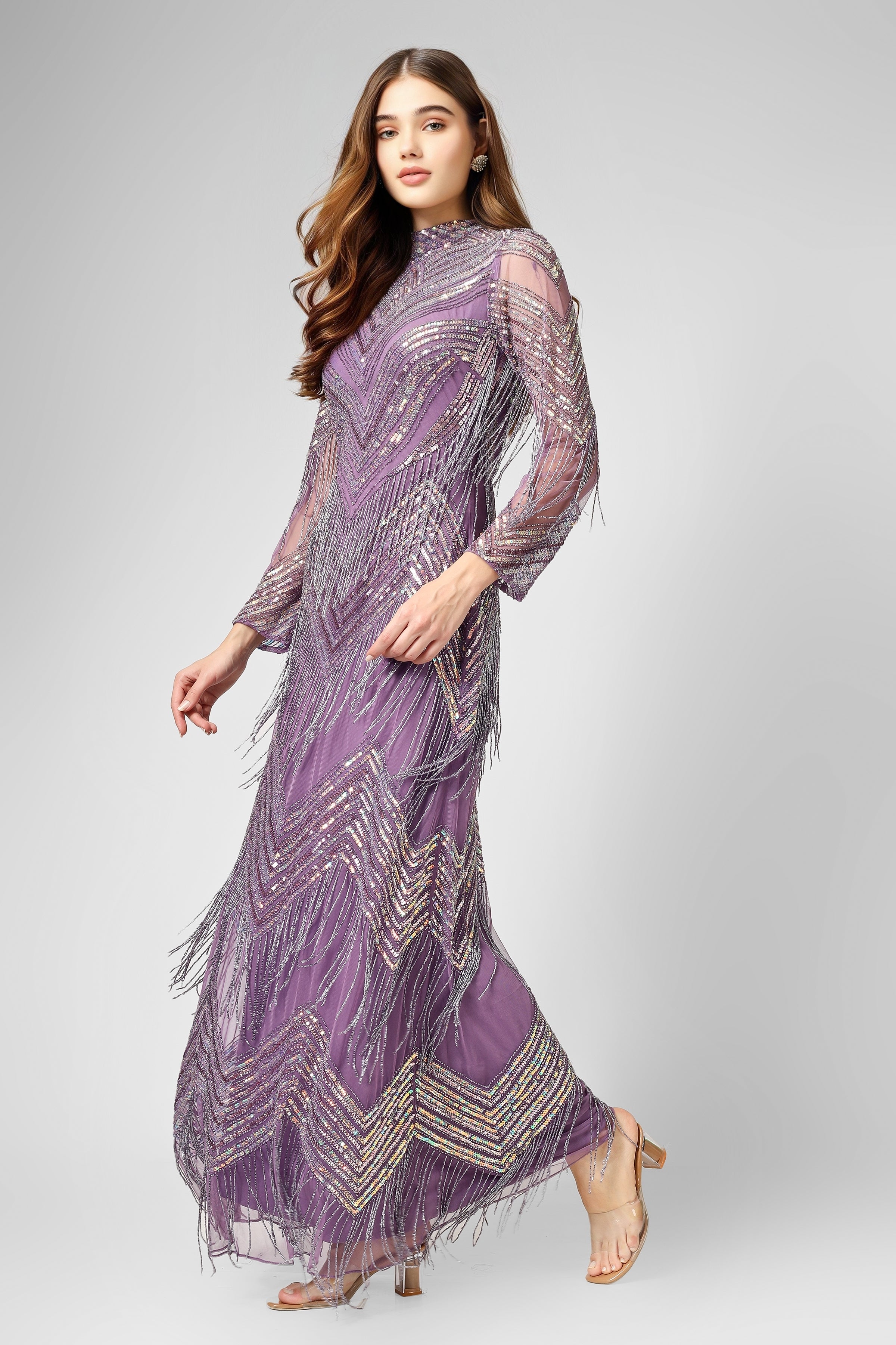 Nelissa Purple Fringe Dress for Women - Boho Chic Party Dress with Beaded Details | Perfect for Festivals, Weddings & Night Out